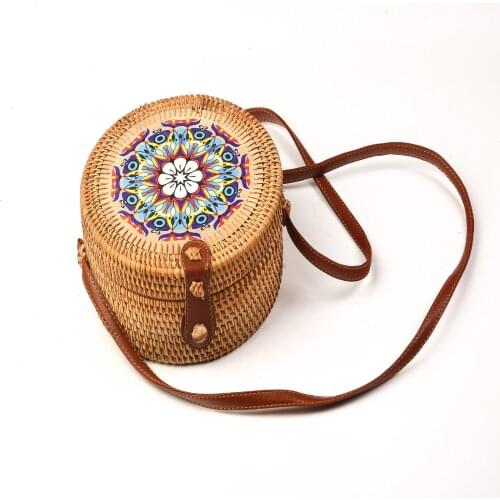 Summer Rattan Woven Bag Round Box Womens Single Shoulder Bags Bucket Bag Womens Bags Handbags