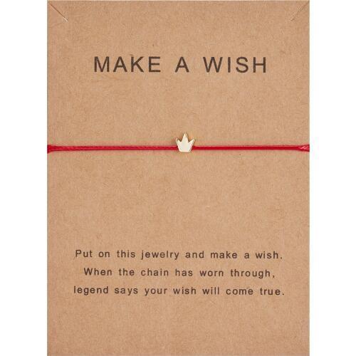 Metal Gold Crown Charm Bracelets Wish Card Jewelrey Women Men Red Black Multicolors Rope Braided Bracelets Handmade Jewelry