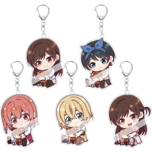 Cartoon Anime Cosplay Figure Acrylic Keychain Rent A Girlfriend Mizuhara Chizuru Sumi Ruka Keyring Bag Pendant Keychain Toy Gift