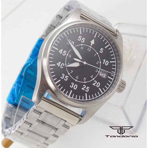 39mm Tandorio black dial sapphire glass NH35A Mechanical automatic mens watch