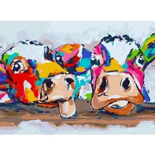 Running Cattle Animal Landscape DIY Painting By Numbers Drawing Painting On Canvas HandPainted Home Decoration Artwork