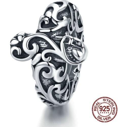 Genuine 925 sterling silver vintage silicone cross beads fit 3MM original bracelet charm silver jewelry 2019 Hot sale