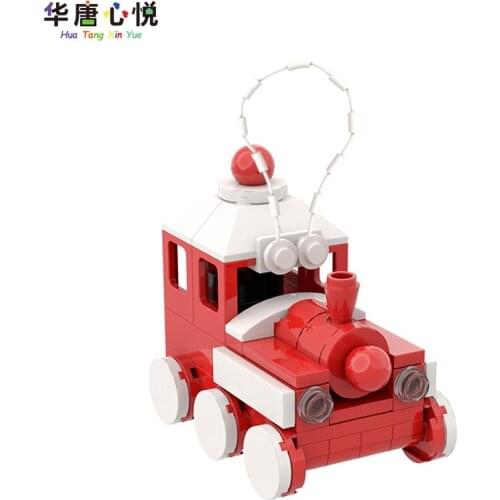 Christmas Series Small Train Ornaments Building Blocks Educational Toys Kid Gift Assembly Accessories Set Xmas Trains Mini Model