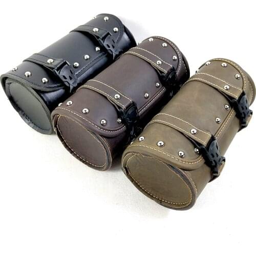 New Motorcycle Saddlebags PU Leather Front Fork Tail Tool Bag Luggage For Harley Chopper Bobber Cruiser Sportster XL 883 1200