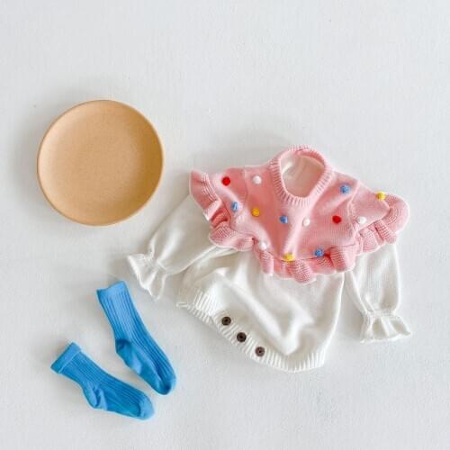 Spring and Autumn New Baby Girls Long Sleeve Knit Romper