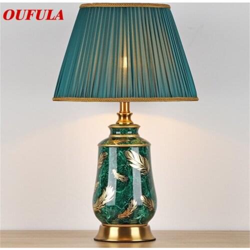 OUFULA Ceramic Table Lamps Desk Luxury Modern Contemporary Fabric for Foyer Living Room Office Creative Bed Room Hotel
