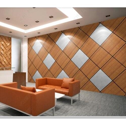 Papel de parede Modern creative wood grain geometric mosaic 3d wallpaper mural,living room bedroom wall paper home decor