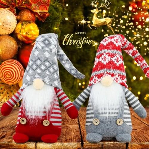 Gnome Plush Christmas Decoration Handmade Xmas Gnomes Ornaments Swedish Tomte Scandinavian Knome Knitted Doll Navidad Home Decor