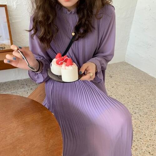 Pressure will fall and winter pure color joker plait backing the dress