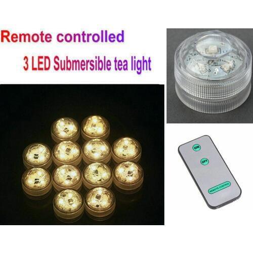 60pcs/lot 3smds remote controlled submersible Led tealight candle lamp waterproof Wedding/Xmas/Valentine party table Vase decor