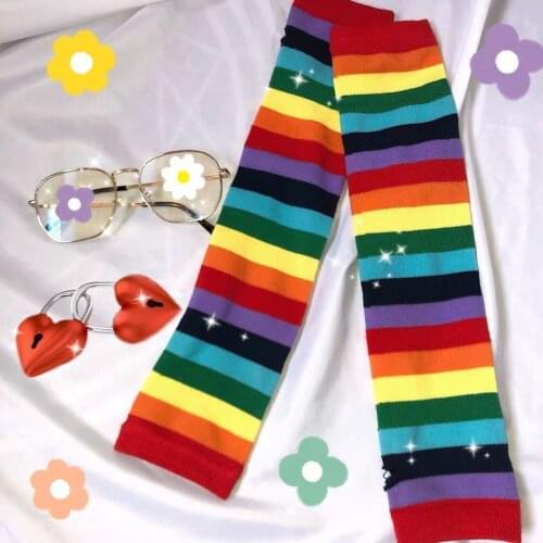 Rainbow color Breathable Fabric UV Protection Running Arm Sleeves Fitness Basketball Elbow Pad Sport Arm Warmers