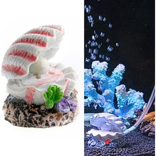 Shell Pearl & Air Stone Aquarium Fish Tank Bubbler Shell Bubbling Ornament Decor P15D
