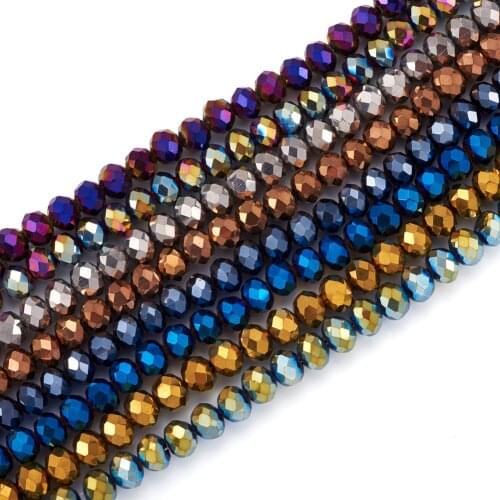 10 Strands Mixed Color 4x3mm Loose Transparent Faceted Glass Beads Crystal Bicone spacer beads for Jewelry Making, 150pcs/strand
