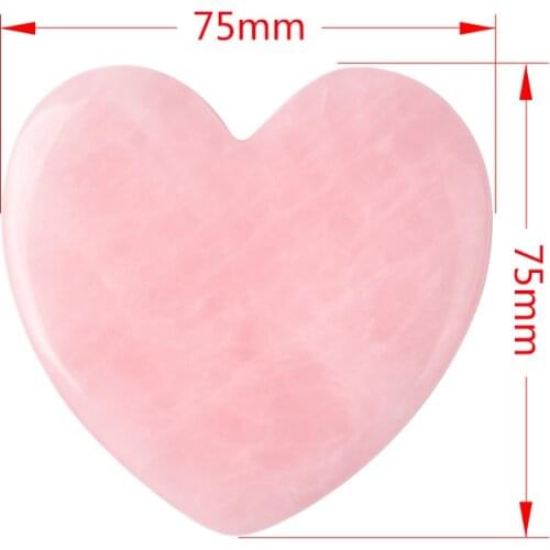 Big Size Natural Rose Quartz Flated Heart-Shaped Guasha Scraper with Box for Back Neck Face Head Health Care Relaxation Massager