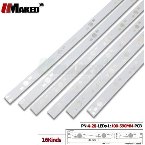 LED PCB L:34-990MM Aluminum plate 1/3/5W high Power leds installed Light Board Heatsink Hydroponics Aquarium Tube Grow light DIY