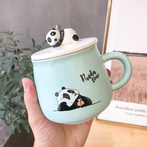 Three-dimensional Cartoon Panda Coloured Glaze Ceramic Cup Cute Cup Men and Women Students Ins Artistic Hipster Mug