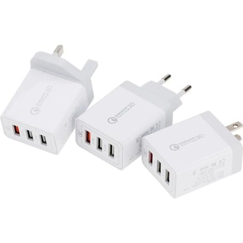 Quick Charge 3.0 USB Charger Universal 3Port 18W Wall Travel Fast Charging Adapter for iPhone Samsung Cellphone Tablet 300pcs