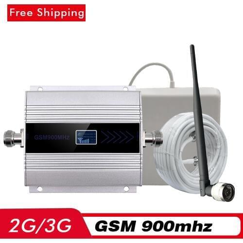 60dB LCD Display Cell Phone Signal Booster 2G GSM 900mhz Mobile Signal Repeater 2G 3G GSM Network Cellular Amplifier Antenna Set