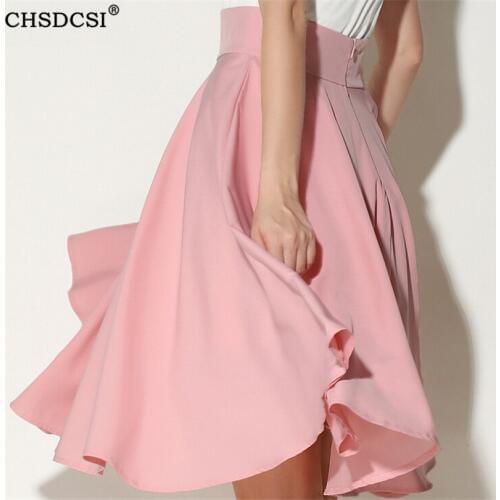 Pleated Chiffon Skirts Womens Loose Summer Casual A Line Skater Solid Knee Length Street High Waist Plus Size Skirts