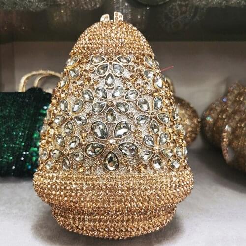 American And European Style Gold Rhinestone Phone Clutches For Lady Girls Party Wedding Purse Chain Handbag Mini Lipstick Bags
