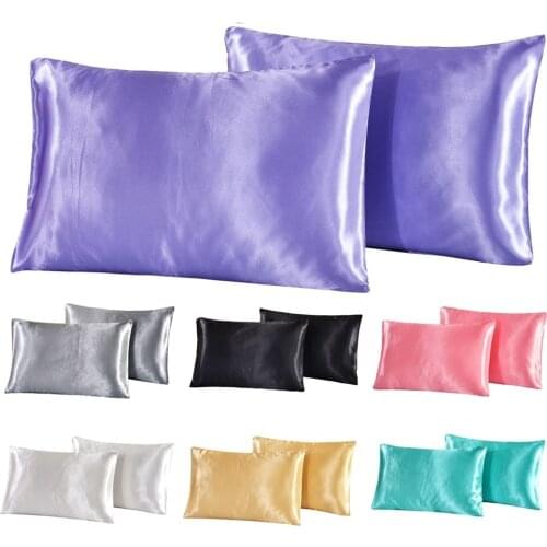 1/2 pcs queen silk satin pillowcase simple solid color bedding household smooth multicolor simulation silk satin pillowcase home