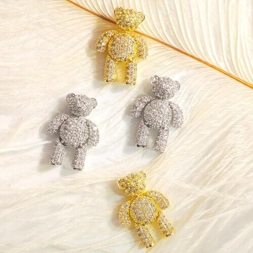 1Pc 3D Small Bear Shape Nail Art Decorations Zircon Alloy Jewelry Rhinestones For Mobile Manicure Design Accessories