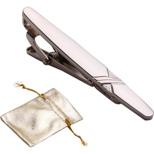 1pcs Stainless Steel X Pattern Exquisite GQ Classic Tie Bar Clip, 2.3 Inches