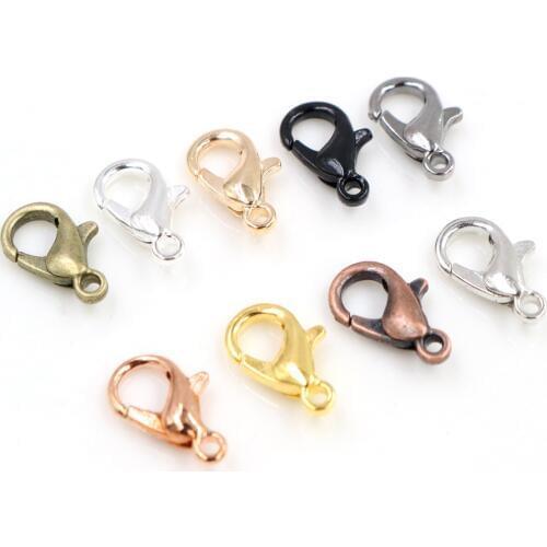 10x5mm/12*6mm 50pcs/lot 9 Colors Plated Fashion Jewelry Findings,Alloy Lobster Clasp Hooks for Necklace&Bracelet Chain DIY