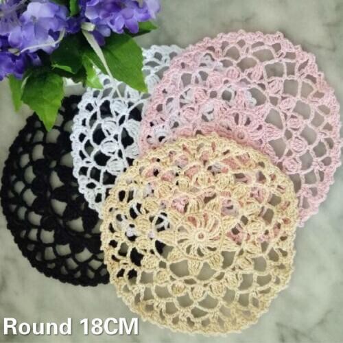 18CM Round Vintage Doily Handmade Crochet Cotton Table Coaster Mantel Individual Insulation Pad Wedding Christmas Placemat Decor