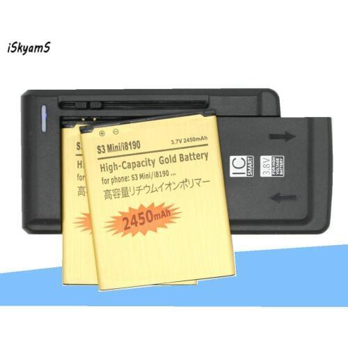2x EB425161LU Gold Battery +Charger For Galaxy S3 SIII MINI I699 S7562 S9920 I8190 I8160 S7560 J1 Mini J1Mini J105H J106H
