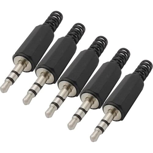 5Pcs 3.5mm Male Plug Stereo Solder Type DIY Audio Jack Replacement Repair Adapter TRS 3Pole Plugs Headphone Cable Wire Connector