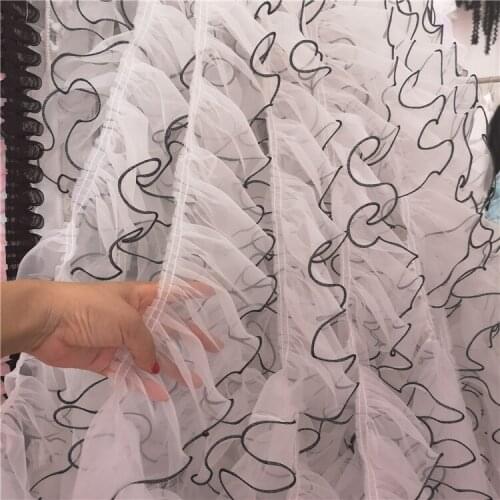 5yards/lot Exquisite organza fabric tightly hem pleated lace skirt cuffs doll clothes lace accessories