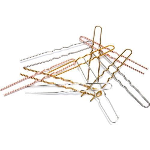 50pcs 70mmx1.2mm Raw Brass Rose Gold Color Hair Sticks U shape Hair Pins Blank Base Setting For Women Jewelry Bulks Components