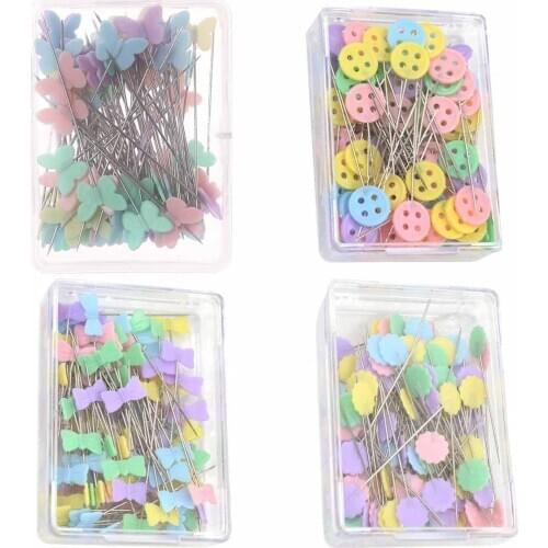 50PCS Head Straight Pin Bottons Patchwork Pins Needles Flower Sewing Pins Positioning Pin DIY Crafts 4 Type Available