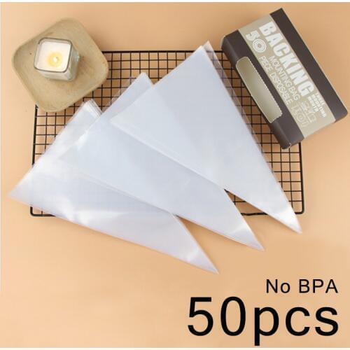 50pcs Disposable Piping Bag No BPA Pastry Bag Set Cake Fondant Decorating Tools Pastry Tip Set Baking Accessories
