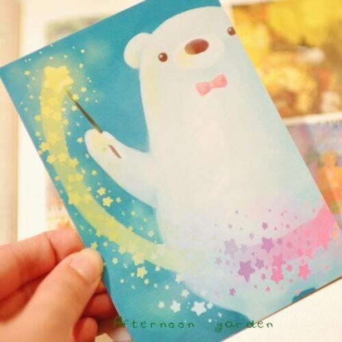 6pcs MG33 Hand-painted postcards Four seasons of white bears