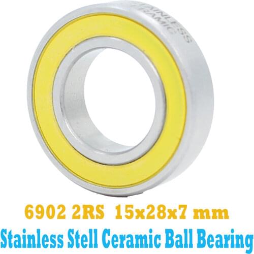 6902-2RS Stainless Bearing 15*28*7 mm ( 1 PC ) ABEC-3 6902 RS Bicycle Hub Front Rear Hubs Wheel 15 28 7 Ceramic Balls Bearings