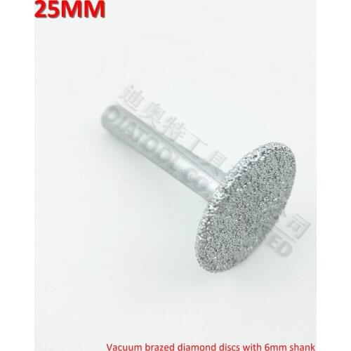 DIATOOL Dia25mm Vacuum brazed diamond discs with 6mm shank for cutting grinding and engraving diamond disc