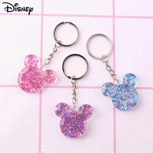 Disney Originality Cute Mickey Mouse Dolls Key Ring Transparent Acrylic Girls Backpack Pendant Keychain for Women Small Gift