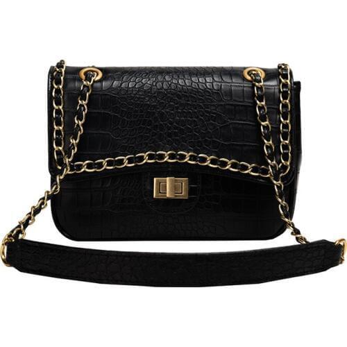 Brand Women Bags Leather Patchwork Embroidery Cross Body Messenger Bag Shoulder Bags Crocodile Chain Shoulder Strap Flip Bag