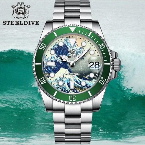 Steel Dive Kanagawa Surf Watch SD1953J NH35 300m Mechanical Men Watch Luxury Sapphire Crystal Full Luminous