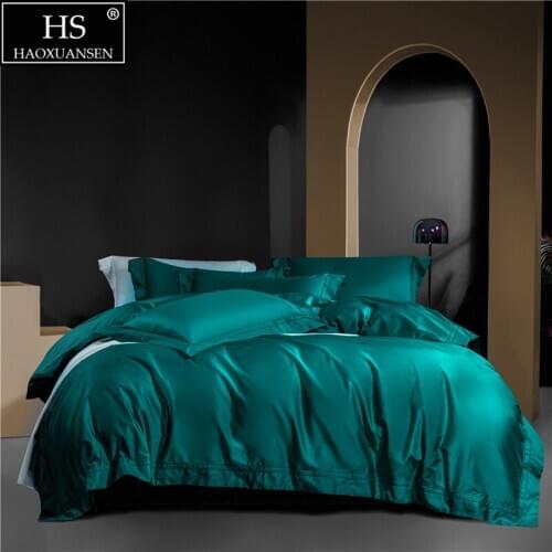 Blackish Green Double Row Hollow Out Wide Edge Design 4Pieces Bedding Sets Nordic Style Duvet Cover Cotton Bed Sheet Pillowcase