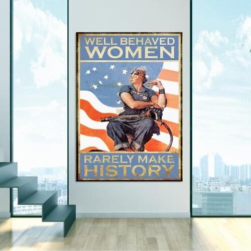 Well-behaved welding girls, women rarely make history, welder posters, living home decoration wall art