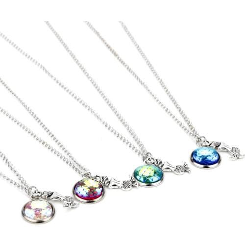 Dongsheng Fashion The Little Mermaid Inspired Necklace Bling Fish Scale Charms Necklaces For Women Girls Choker Necklace