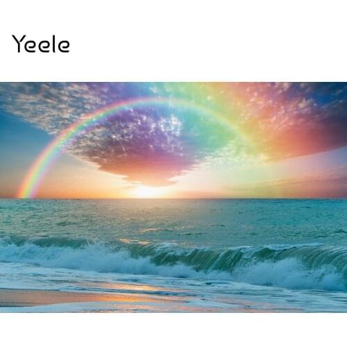 Yeele Summer Seaside Waves Sky Sunset Rainbow Photocall Photography Backdrop Photographic Decoration Backgrounds Photo Studio