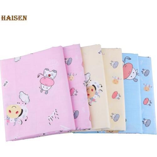 Haisen,Cartoon Cow series Printed Twill Cotton Fabric,DIY Quilting Sewing For Baby&Children,Pillow,Toys cloth Material,160x100cm