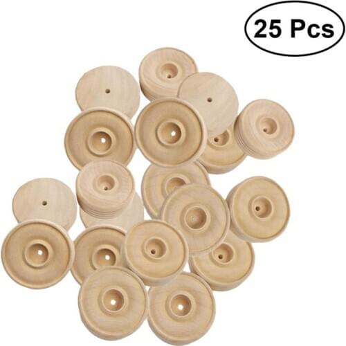 25pcs DIY Round Wood Small Wheels For Toys Crafts Handmade Wheels Wood Accessories DIY Handmade Crafts Supplies Party Decor