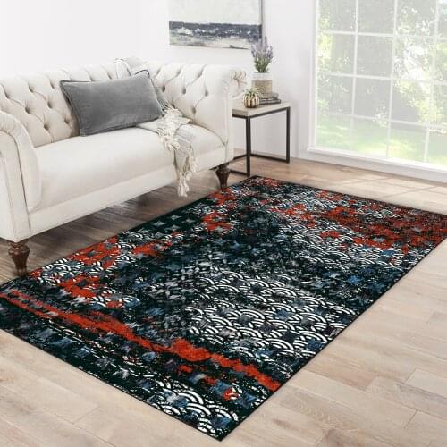 Black grey white orange color shape ethnic color patterned carpet modern carpet living room carpet free shipping soft textured