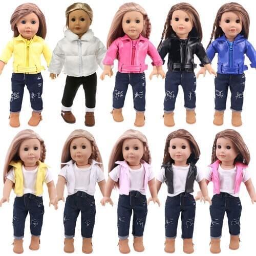 Doll Clothes 2Pcs/Set Jacket+Jeans Suit Fit 18 Inch American&43Cm Baby New Born Reborn Doll Logan Boy Generation Girl`s Toy Gift