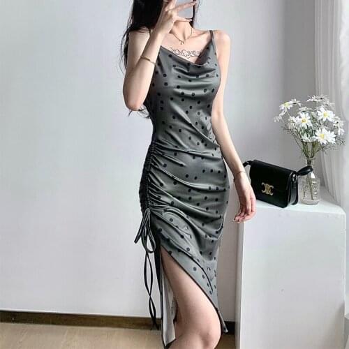 Summer Fashion Dress Women Print Drawstring Spaghetti Straps Backless Dress Women Elegant Sexy Party Dresses 2021 платье летнее